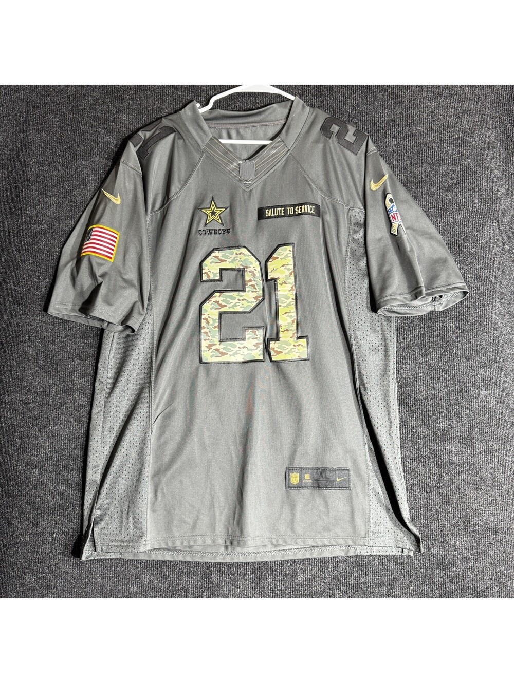 Nike Dallas Cowboys Ezekiel Elliott #21 Salute to Service Black Camo Jersey XL